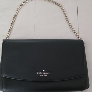 kate spade New York Black Saffiano Leather Chain Shoulder Bag